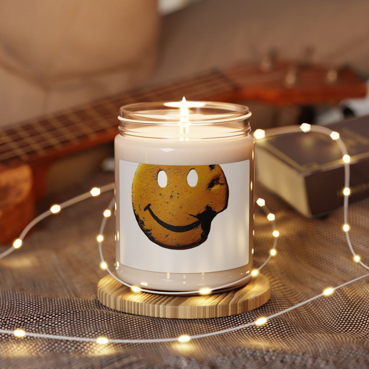 Smiley Face Soy Candle — 9oz Scented Jar (Happy Vibes)