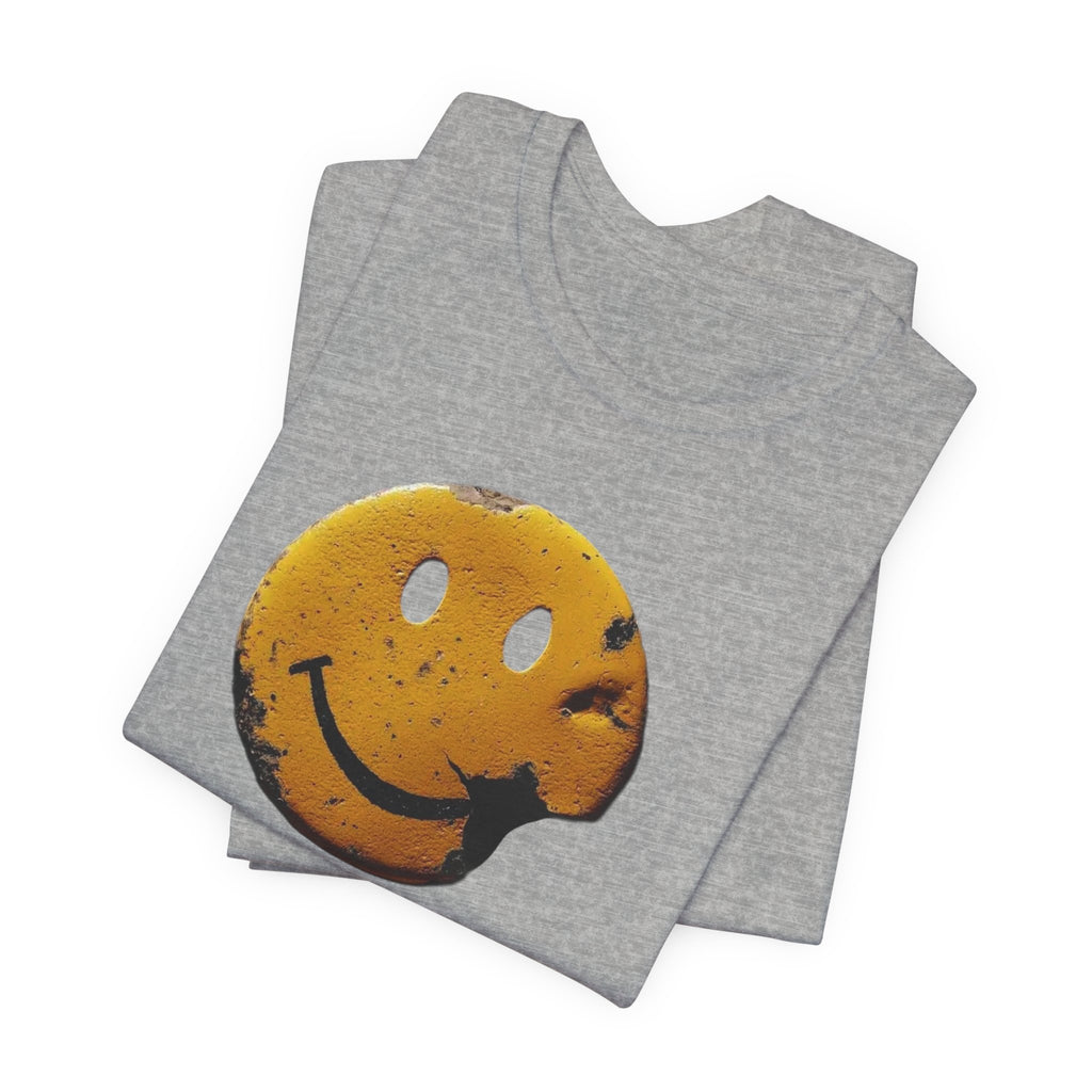 Smiley Bite Tee — Vintage Distressed Happy Face T‑Shirt