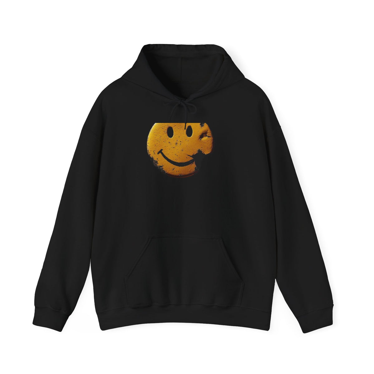 Smiley Face Cookie Hoodie — Retro Grunge Smiley Graphic Pullover