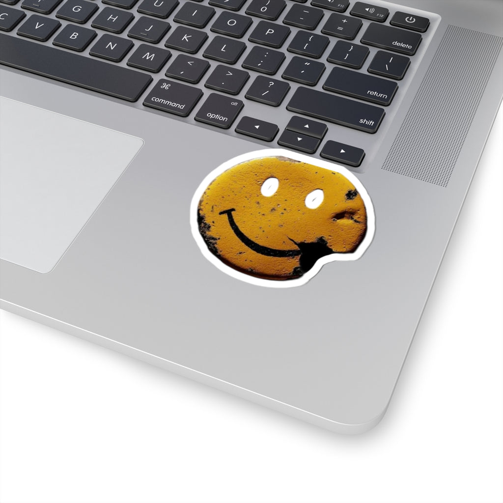 Smiley Face Distressed Kiss-Cut Sticker
