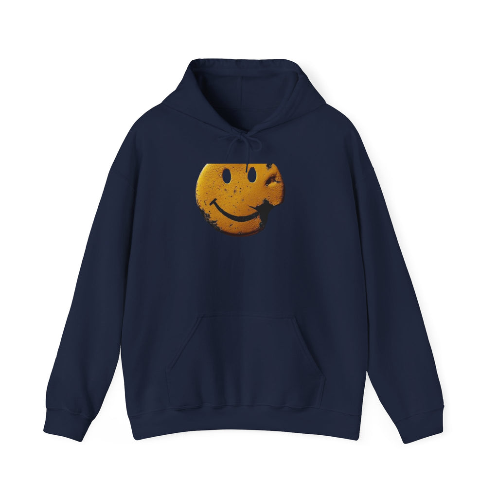 Smiley Face Cookie Hoodie — Retro Grunge Smiley Graphic Pullover