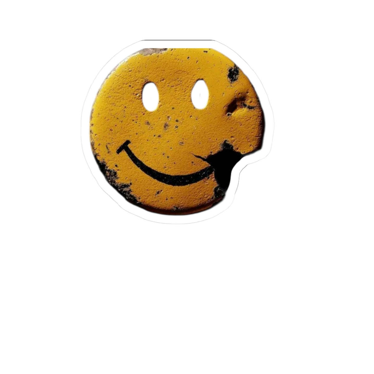 Smiley Face Distressed Kiss-Cut Sticker