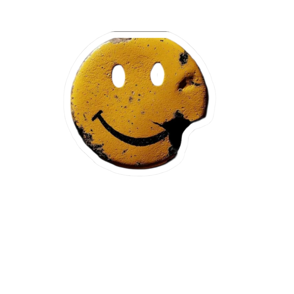 Smiley Face Distressed Kiss-Cut Sticker
