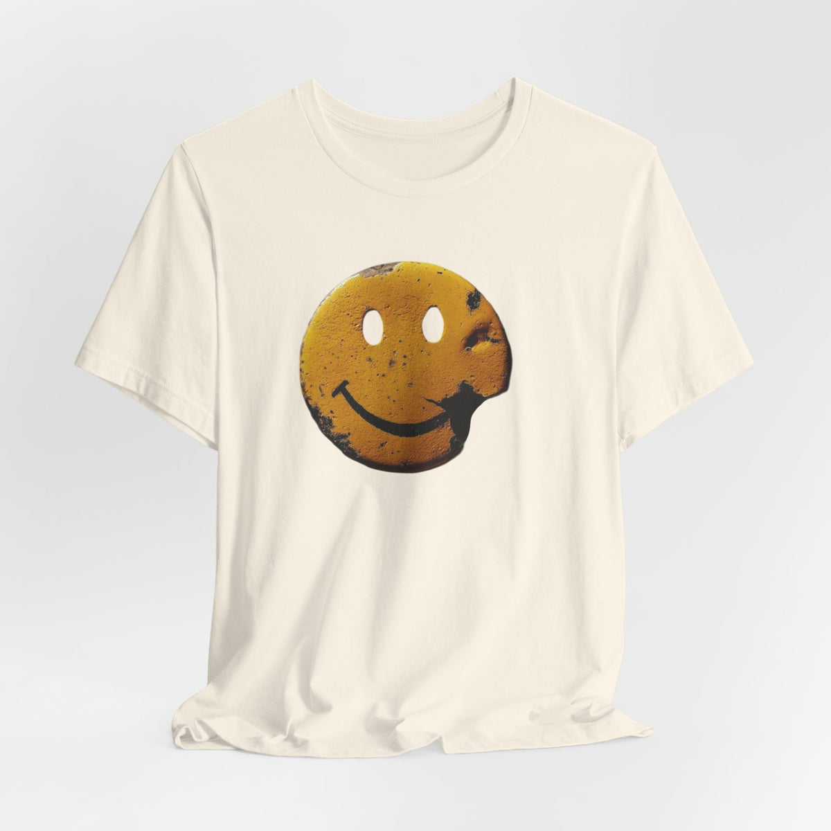 Smiley Bite Tee — Vintage Distressed Happy Face T‑Shirt