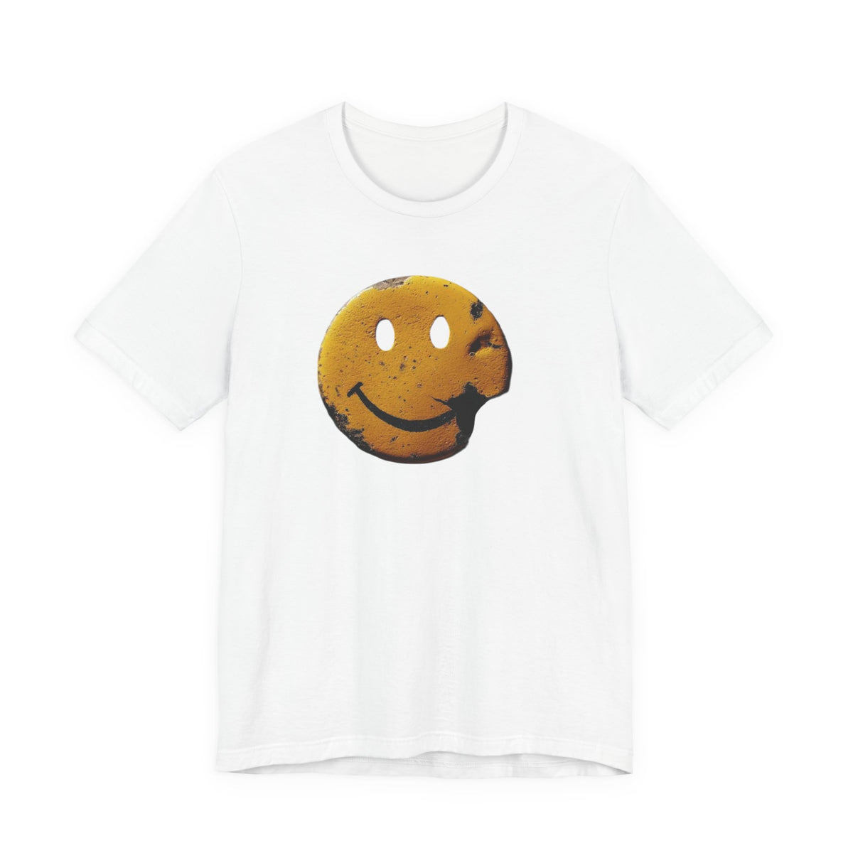 Smiley Bite Tee — Vintage Distressed Happy Face T‑Shirt