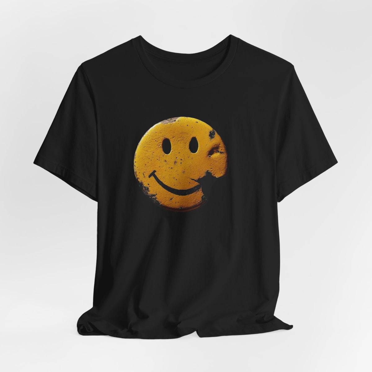 Smiley Bite Tee — Vintage Distressed Happy Face T‑Shirt