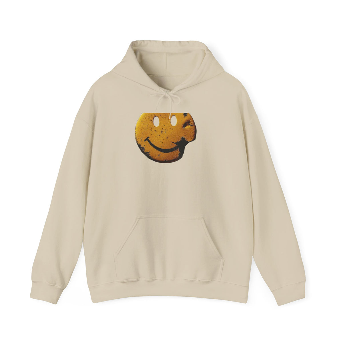 Smiley Face Cookie Hoodie — Retro Grunge Smiley Graphic Pullover