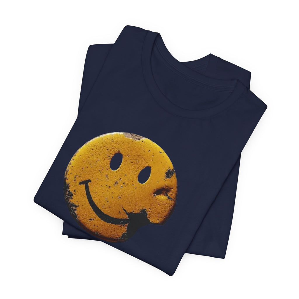 Smiley Bite Tee — Vintage Distressed Happy Face T‑Shirt