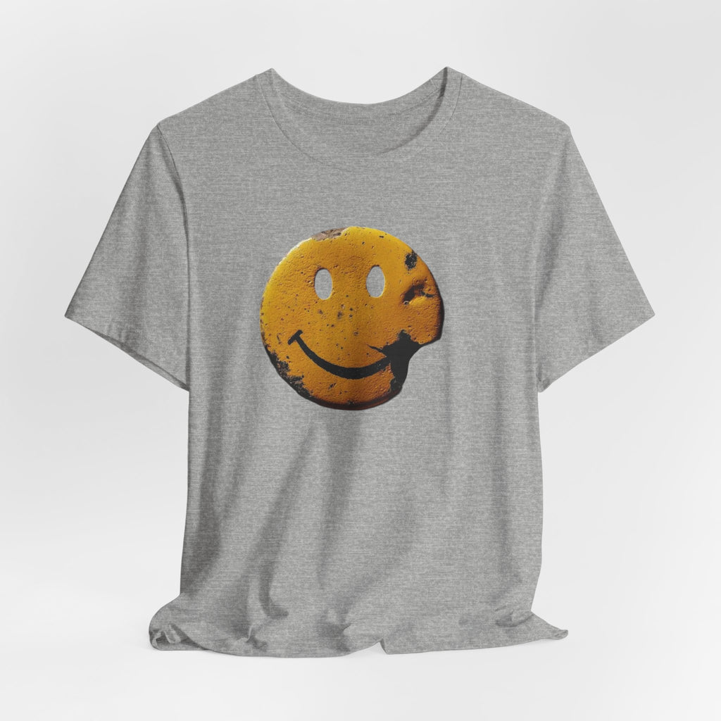 Smiley Bite Tee — Vintage Distressed Happy Face T‑Shirt
