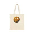 Smiley Bite Canvas Tote — Vintage Grunge Happy Face Grocery Bag